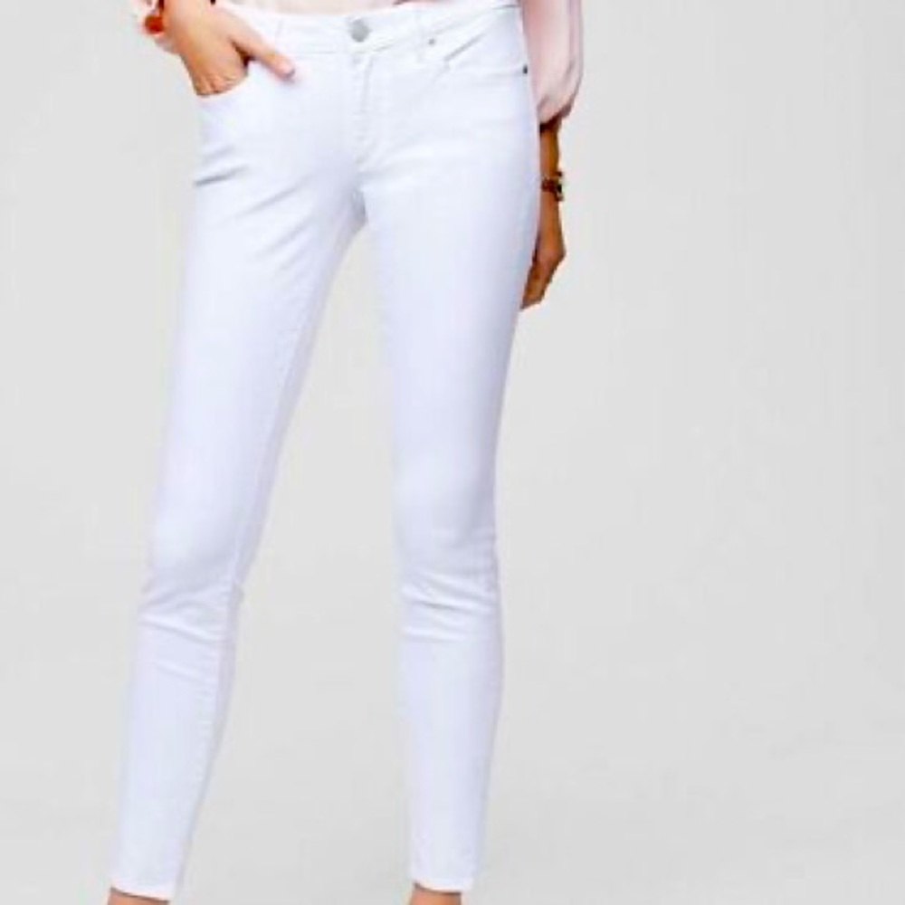 Ann Taylor LOFT Curvy Skinny Ankle White Jeans